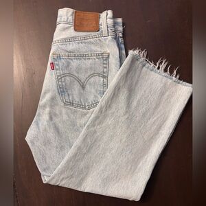 Levi's Ribcage Straight Ankle Light Wash Frayed Hem Jeans